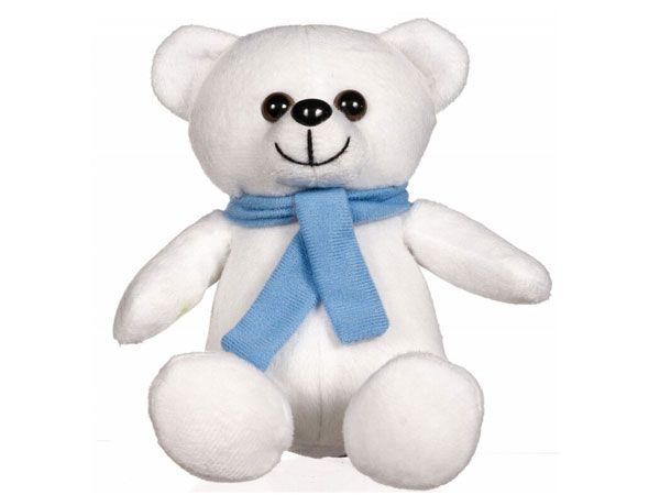15cm White Bear With Blue Scarf  (whl) 