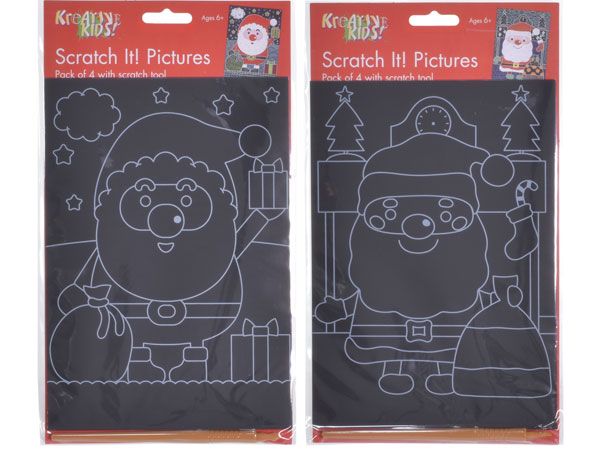Kreative Kids-  4 Pack Christmas Scratch Art Picture,  Assorted At Random