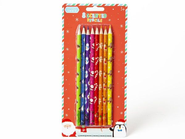 Tinsel Town 8 Fruit Scented Christmas Pencil Crayons