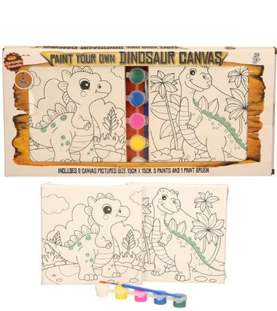 Jurasic Beasts 2 Pack Paint Your Own Dinosaur Canvas