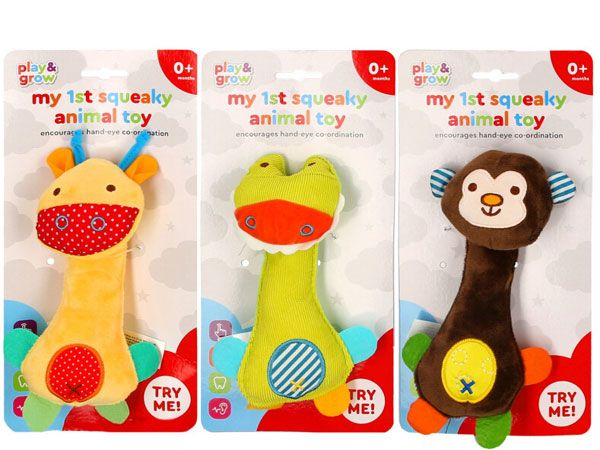My 1st Squeaky Animal Rattle, by A to Z Toys, Assorted Picked At Random