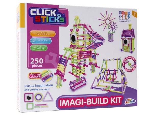 Grafix 250pce Glitter Click Sticks Kit