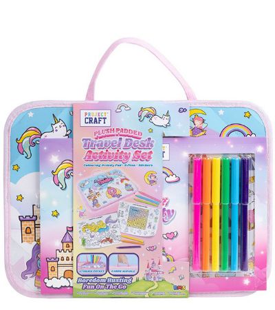 Project Craft Girls Plush Padded Travel Desk Activity Set