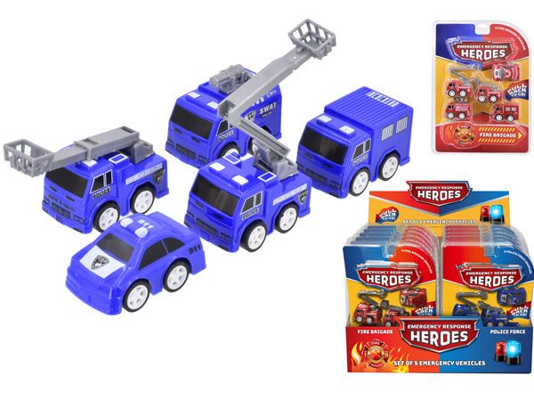 5pce Pull Back and Go...Emergency Response Vehicles, Assorted Picked At Random