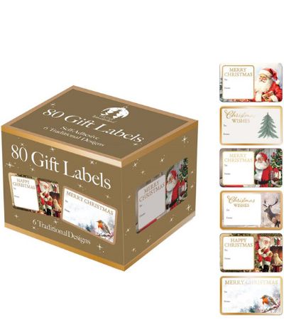 Festive Wonderland - 80x Gold Foil Adhesive Gift Labels, Traditional