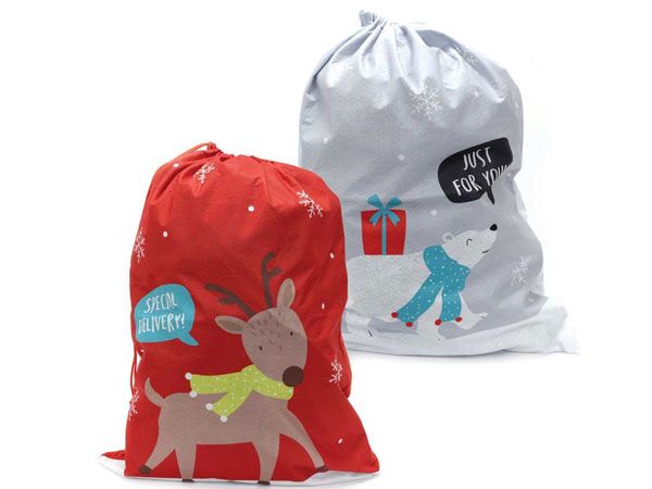 Festive Wonderland Felt Reindeer/Polar Bear Santa Sack...Assorted Picked At Rand
